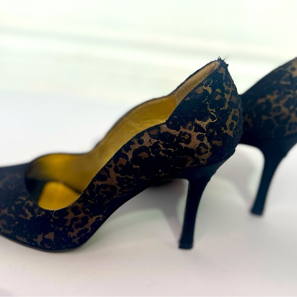 Vintage Stephane de Raucourt classy kitten heels Jaguar print leather&lace - Picture 7 of 7